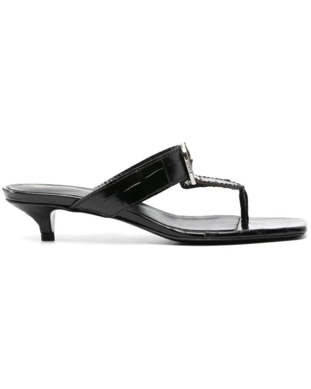 Black crocodile mules on sale